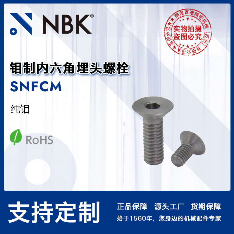 NBKSNFCM阴极溅镀装置高温炉用纯钼内六角埋头螺栓紧固件厂家