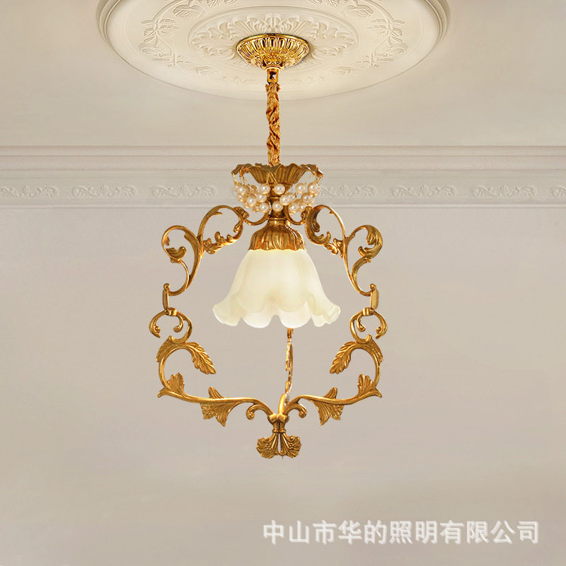 法式全铜卧室床头小吊灯欧式客厅装饰灯复古奢华吧台过道玄关灯