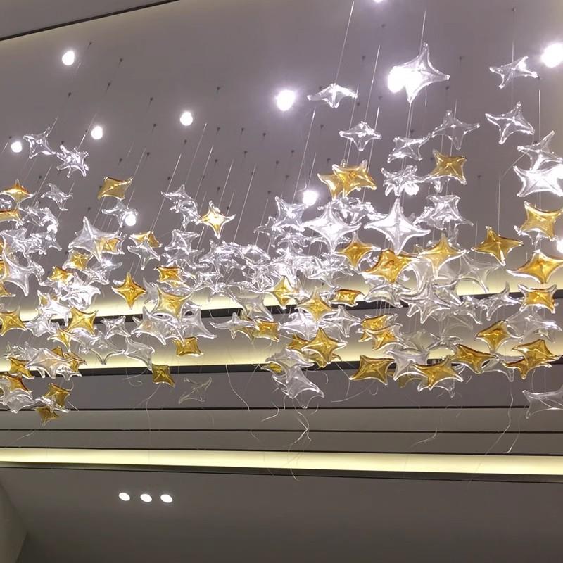 天亨海星四角星创意天花装饰吊灯商场酒店酒吧售楼部空中琉璃吊饰