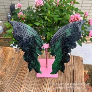 rubyinzoisite原石红绿宝雕刻蝴蝶翅膀工艺品摆件装饰热销