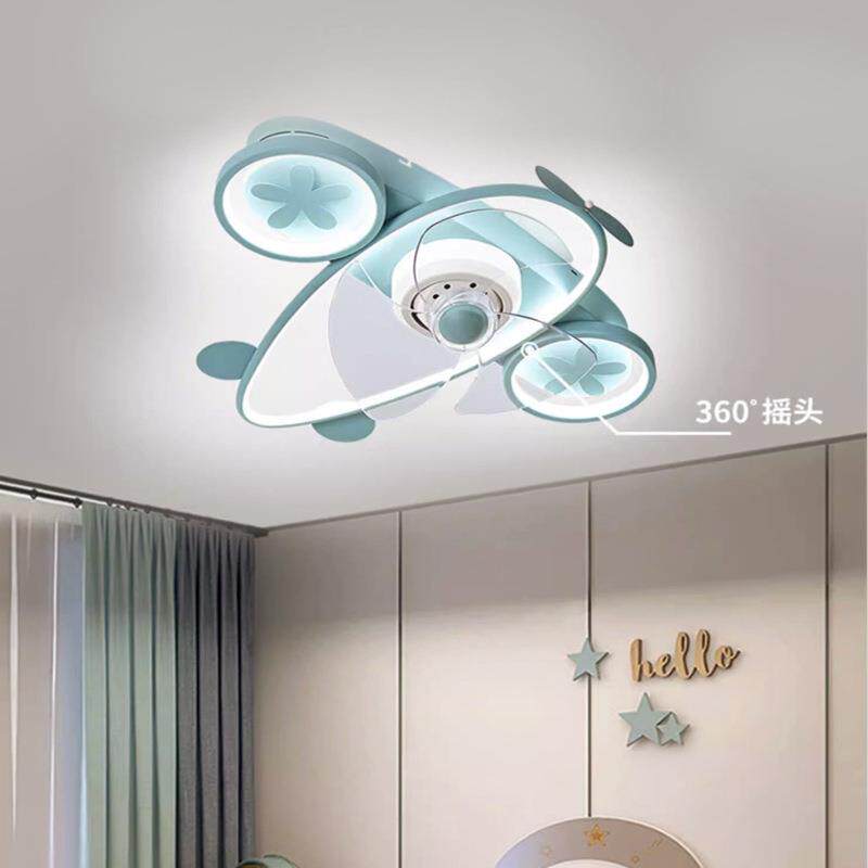 博泳儿童房卧室风扇灯女孩男孩房间灯卡通造型飞机护眼吸顶灯