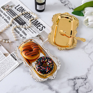 铁艺蛋糕盘香薰蜡烛台托盘甜品点心零食碟化妆品珠宝饰品收纳盘子