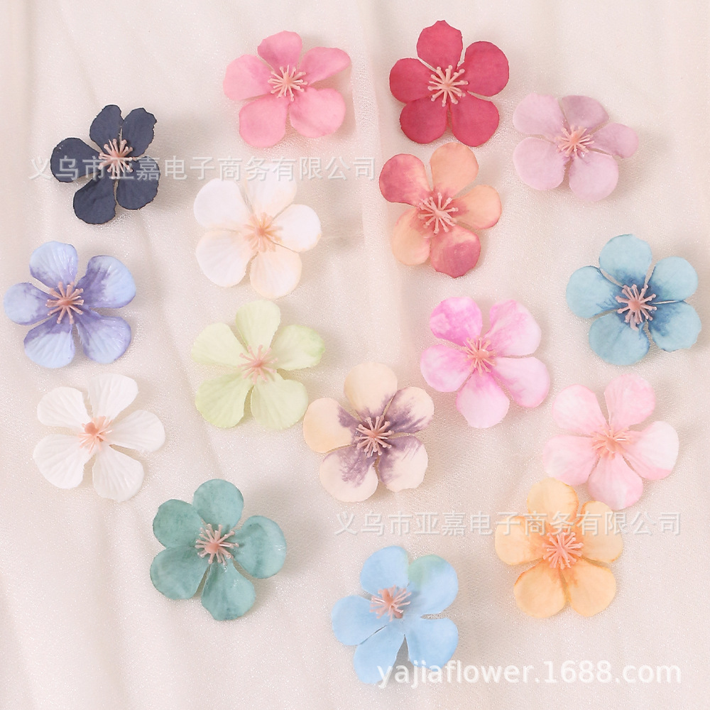 仿真海棠花花瓣假树装饰材料绢布树婚庆拍摄道具头饰配件