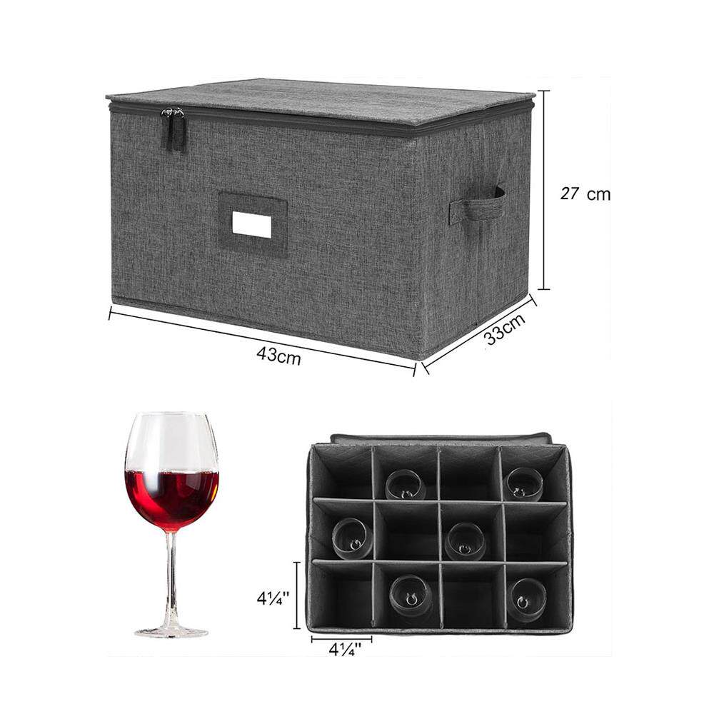 红酒杯收纳盒12格可折叠布艺葡萄酒杯高脚酒杯收纳箱