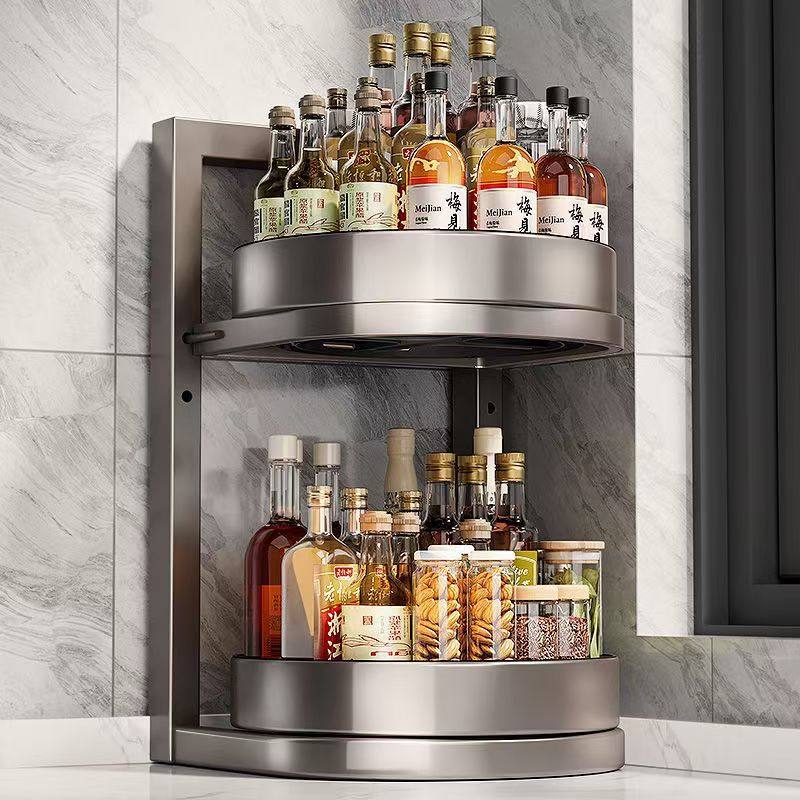 枪灰可旋转调料品置物架厨房多功能台面转角调味品托盘分层收纳架,厨房/烹饪用具,调料置物架,淘宝优惠券,粉丝福利购,淘宝优惠卷