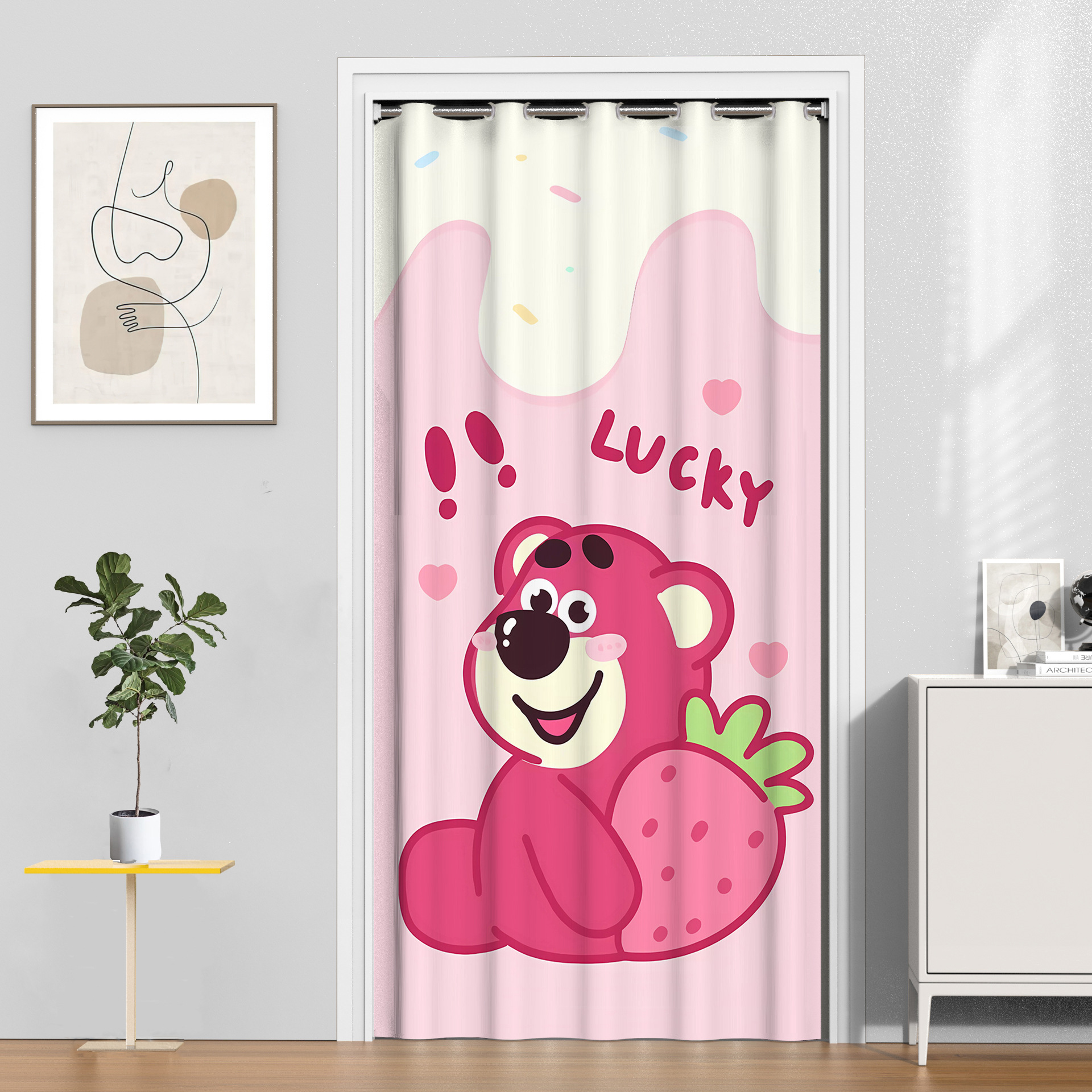 空调门帘隔热防冷气布艺半帘