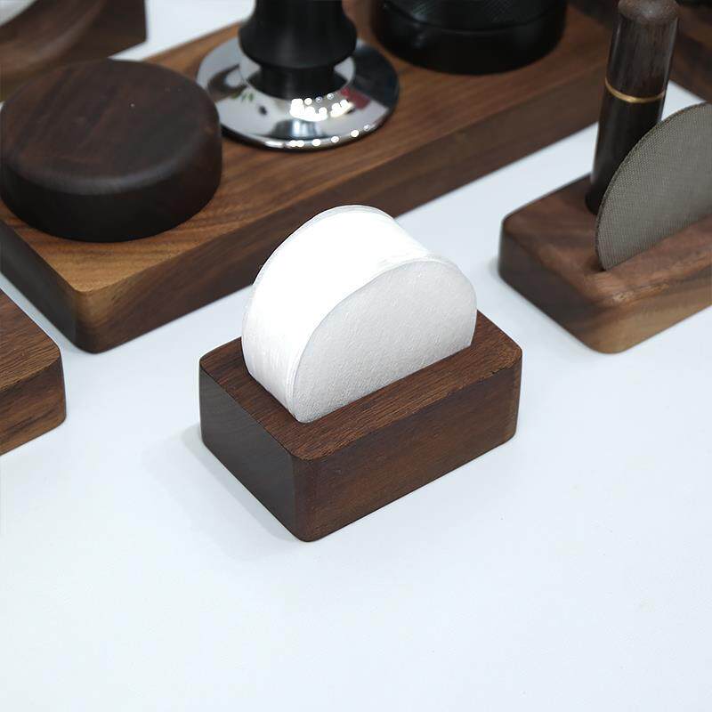 咖啡机手柄专用圆形粉碗滤纸515358mm二次分水摩卡壶滤纸收纳底座