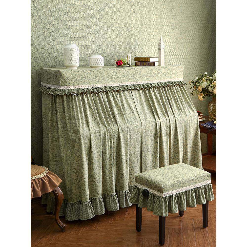 钢琴罩全罩面料美式覆古乡村田园半罩防尘罩凳罩样板房古绿