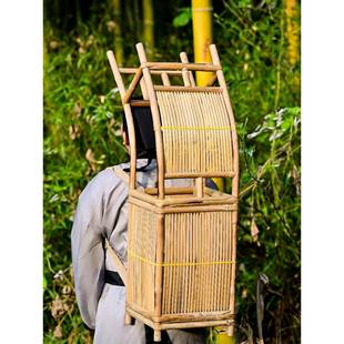 竹制背箱摄影汉服表演道具行脚僧背箱书生背篓背筐节日卖货郎