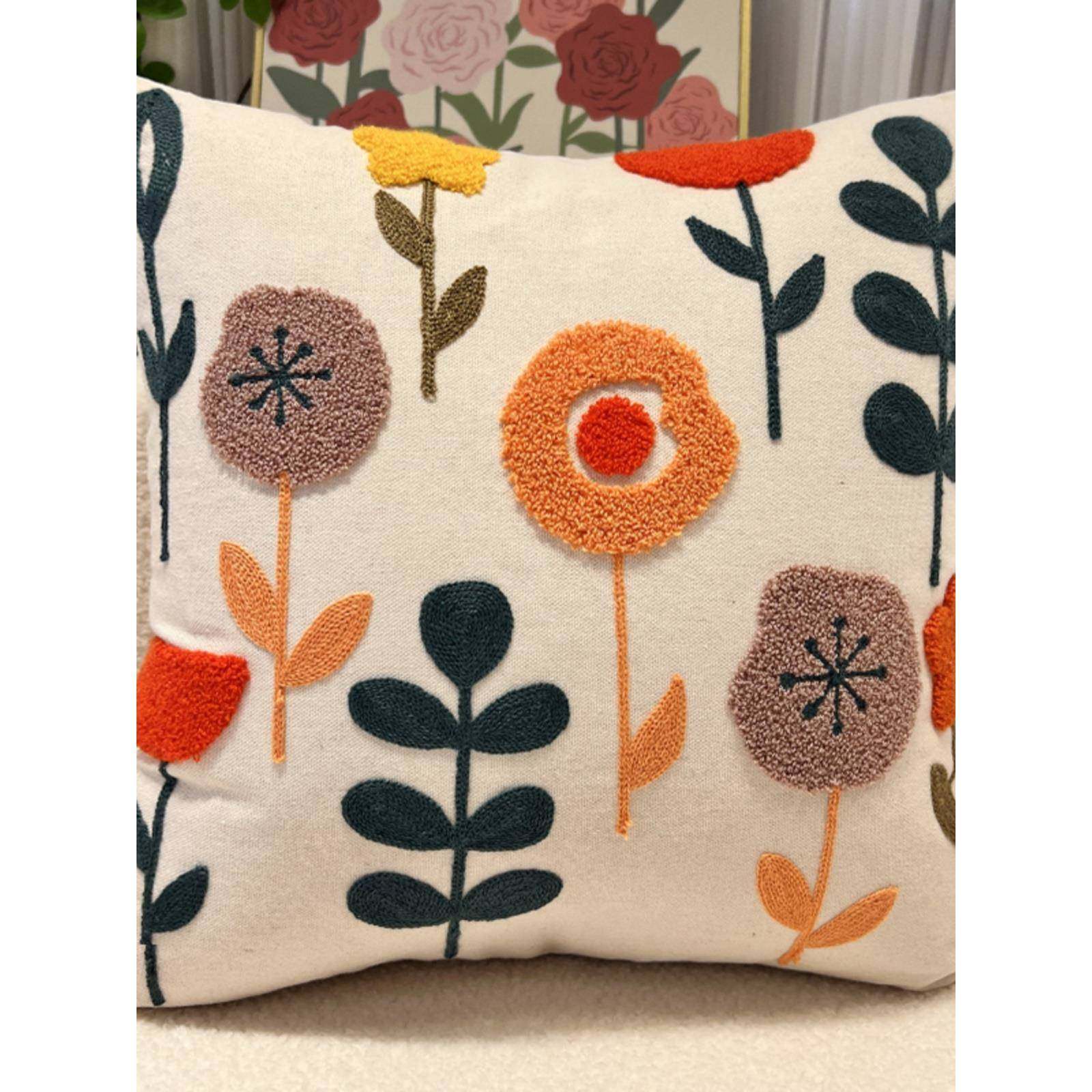 美式田园客厅靠垫纯棉沙发抱枕床头雏菊高级感靠背垫抱枕套不含芯