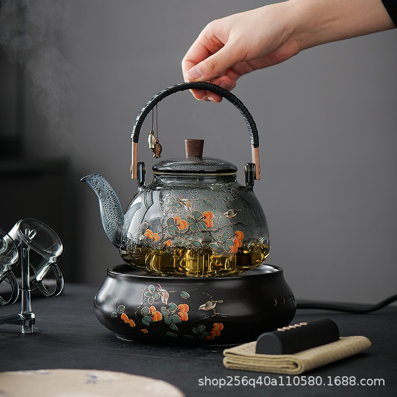 电陶炉煮茶器玻璃陶瓷煮茶蒸茶壶全家用小型黑茶煮茶炉养生壶套装