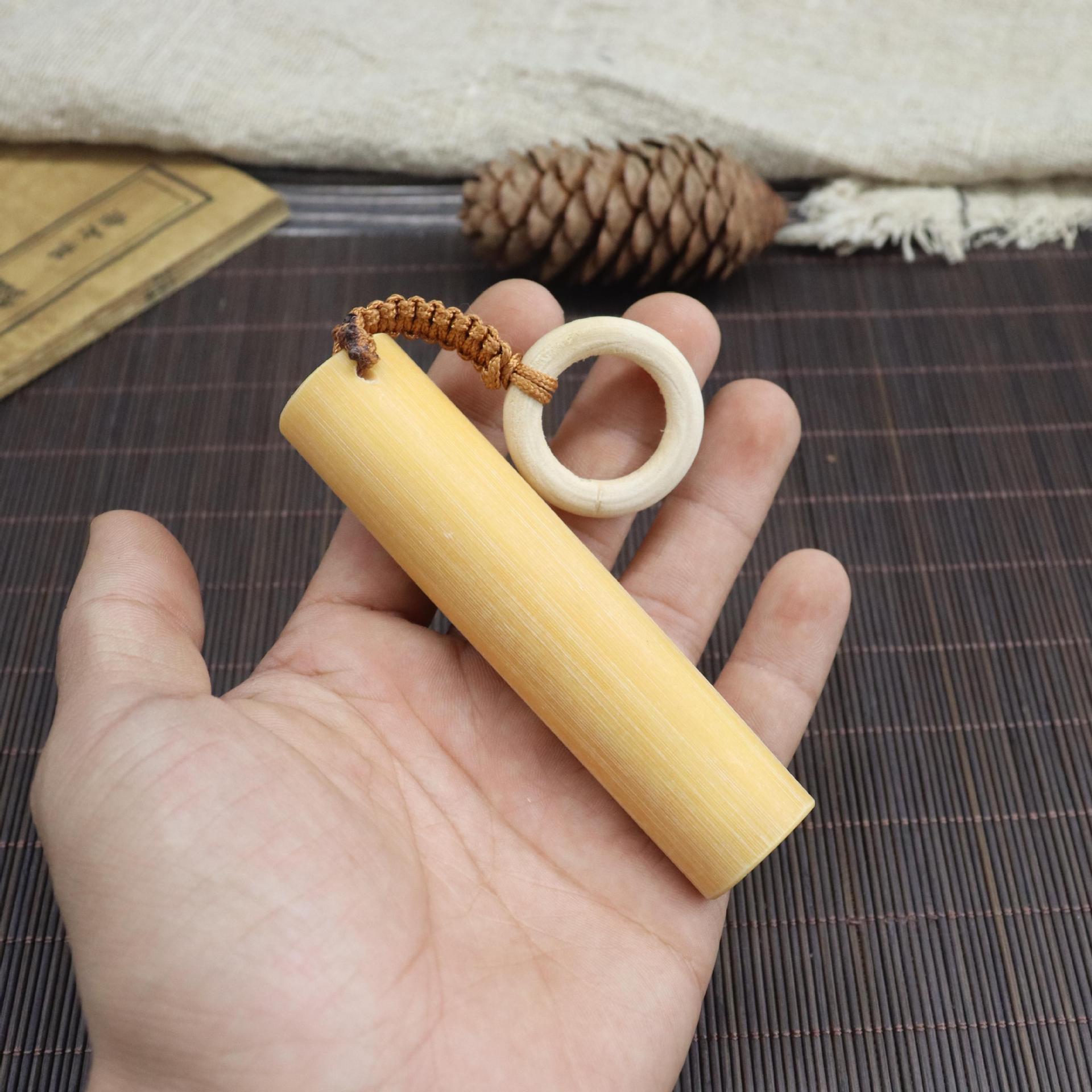 实心竹玉竹手把件男士文玩把件手持挂绳长短素竹手把件竹制品