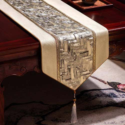 新中式桌旗茶旗禅意轻奢高端中式桌布茶桌布艺长条茶桌垫布茶几布