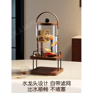 高颜值玻璃冷水壶中古风带龙头大容量耐高温家用凉水壶果茶饮料桶