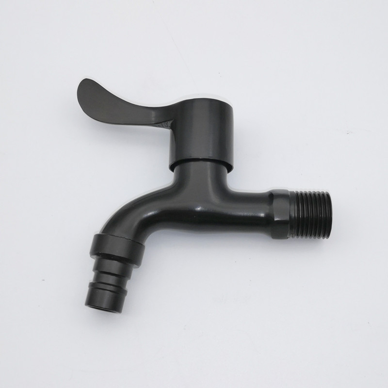 黑烤漆铜芯快开洗衣机龙头4分尖咀拖把池锌合金水龙头