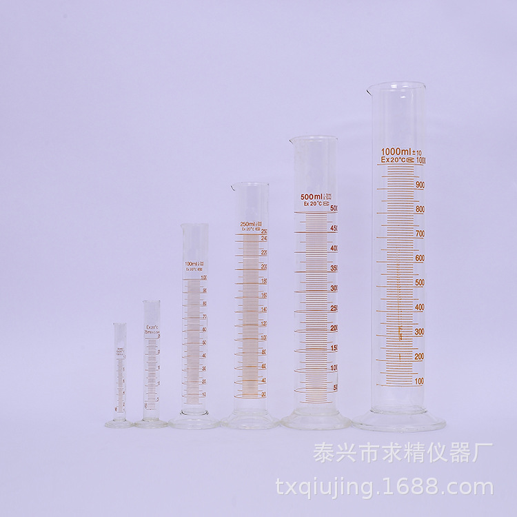 加厚玻璃刻度量筒5ml 10ml 25ml 50ml 100ml 250ml实验室玻璃器皿