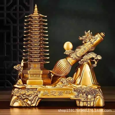 文昌塔笔筒摆件木纹礼盒