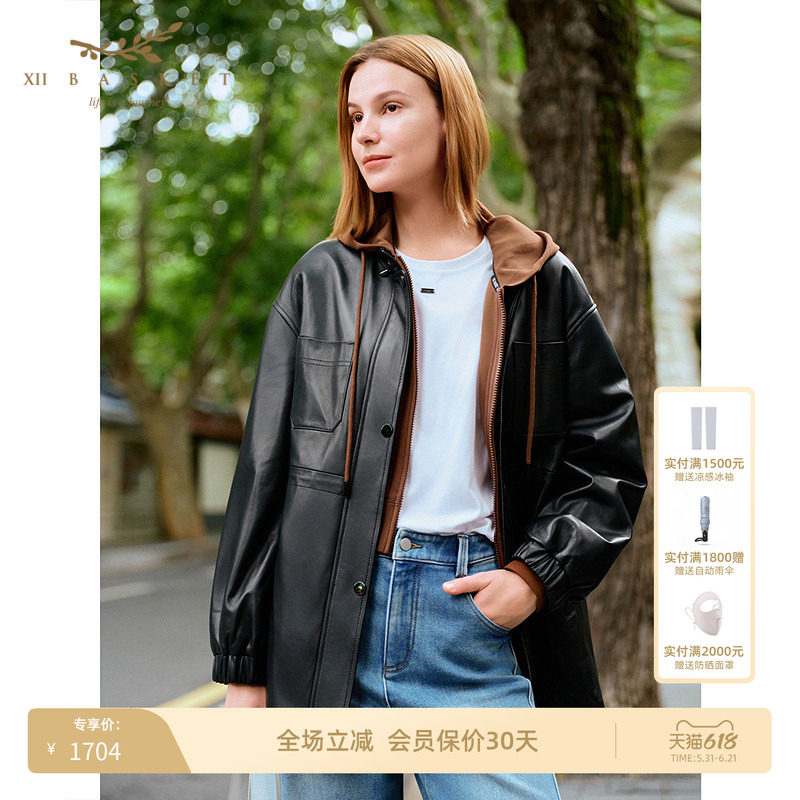 十二篮时髦羊皮风衣外套