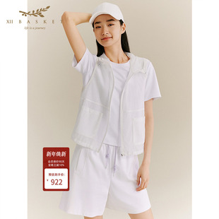 连帽马甲轻薄女 运动休闲户外棉质无袖 XII BASKET十二篮2025秋新款