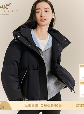 XII BASKET十二篮商场同款冬季高充绒短款羽绒服保暖白鸭绒女