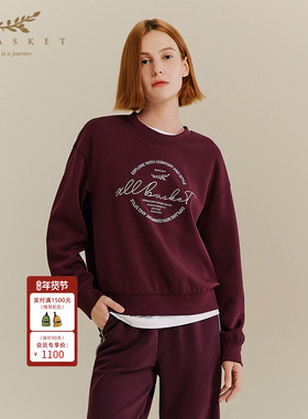 XII BASKET十二篮秋季经典休闲百搭慵懒风复古宽松圆领卫衣女