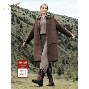 女 驼绒桑蚕丝大衣摩登翻领拉链羊毛长款 XII BASKET十二篮25冬新款