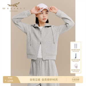 十二篮慵懒老钱风连帽卫衣外套女
