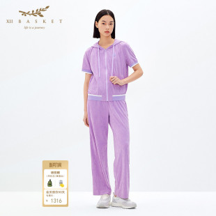 三醋酸丝绒宽松直筒阔腿休闲裤 夏款 BASKET十二篮商场同款 XII