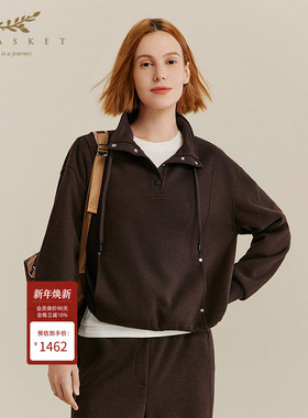 XII BASKET十二篮秋季商场同款气质咖色时尚运动宽松休闲外套