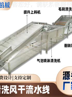 中 药材线加工流水AQP天麻气泡喷淋清洗机 凉粉清洗漂草烫生产线