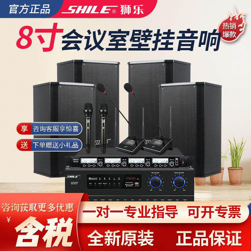 狮乐 BX108/AV108会议室音响套装功放组合培训店铺超市壁挂音箱