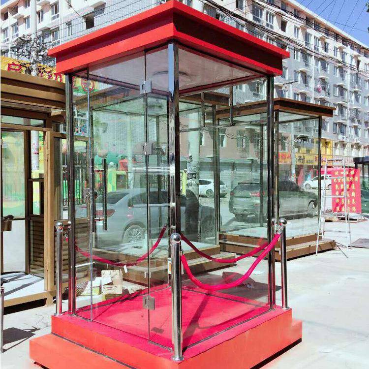 岗动亭保安亭 户外可移钢结699板构治安门卫室 防花风金属雕门岗