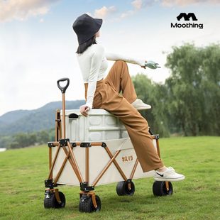 牧行便携收纳车家用轻便手拉车折叠拉杆车家用大容量拖车购物车