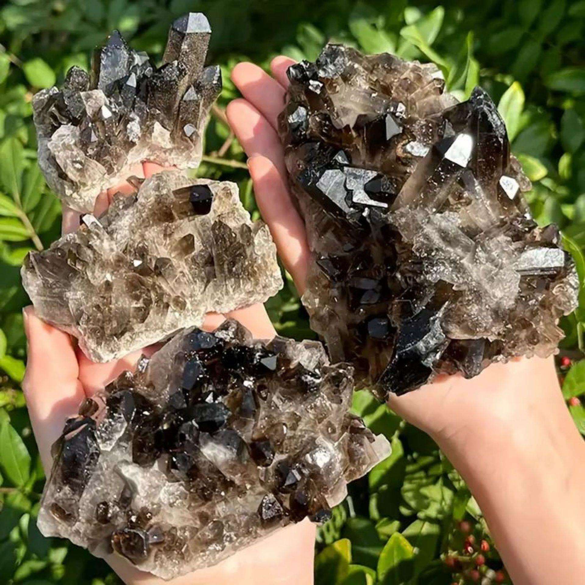 天然水晶簇茶晶簇黑水晶簇水晶原石晶簇家居装饰摆件东海水晶