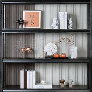 新中式样板间摆件售楼部软装饰品组合客厅书房书柜摆设千里马摆件