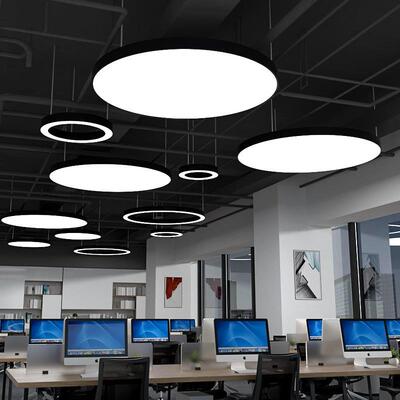 外贸LED圆环灯简约现代圆形吊灯商场店铺健身房灯具办公室吊灯