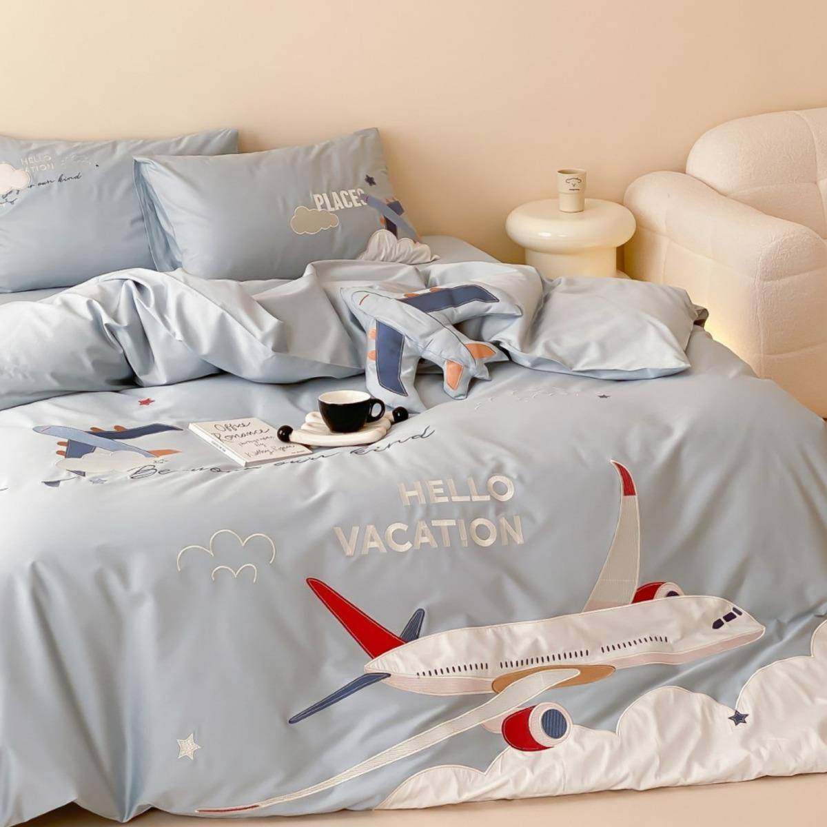 儿童可爱卡通风澳棉贴布绣飞机印花纯棉男孩被套床品四件套,节庆用品/礼品,新娘配件,淘宝优惠券,粉丝福利购,淘宝优惠卷
