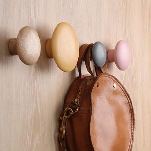 W8简约原木衣柜外侧面挂钩免打孔挂衣钩柜子免钉无痕粘钩实木单钩