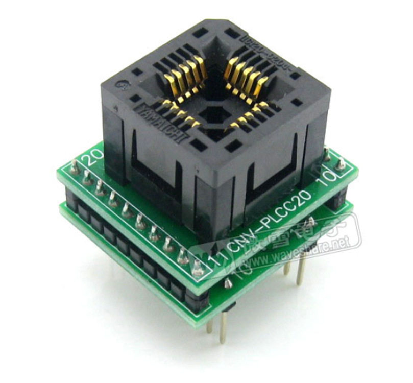 PLCC20转DIP20编程座测试座IC120-0204-205带板引脚间距1.27mm