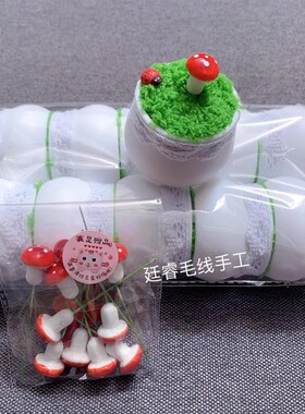 手工钩织编织成品盆 手工塑料盆车载迷你小盆