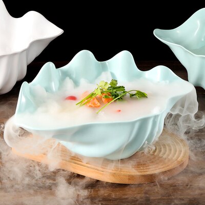 密胺螺形冰盘刺身鲜拼盘干冰餐具文鱼日韩料理盘商用