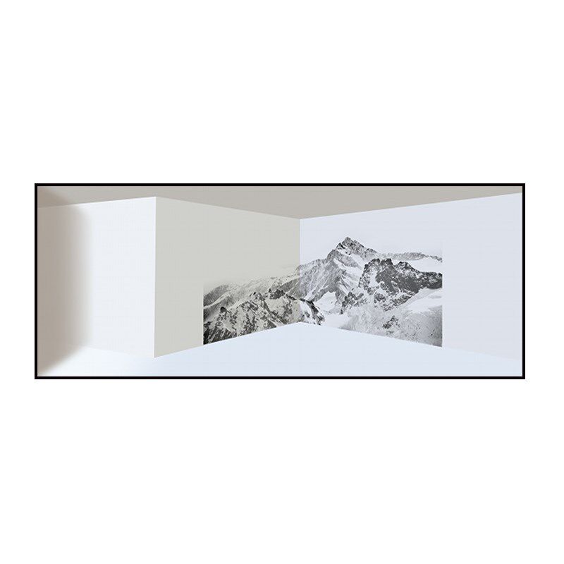 黑白风格大气时尚装饰画山水风景创意横幅床头挂画现代背景