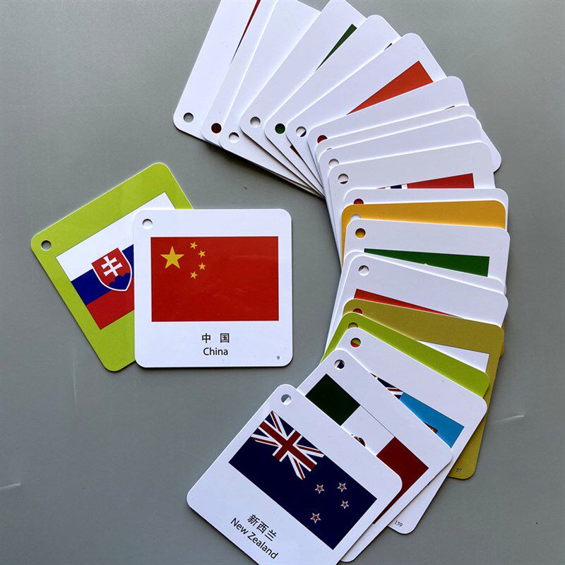 幼儿童认世界各国国旗宝宝启蒙早教撕烂国旗卡片认识国