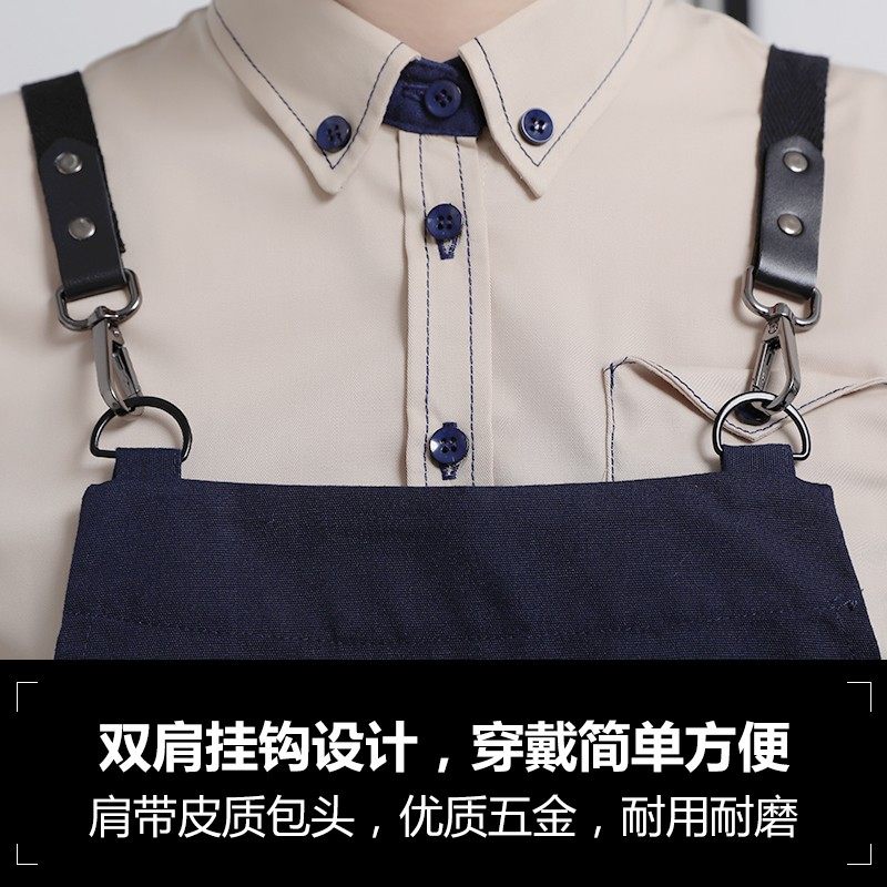 防水帆布工作服围裙男烘焙师奶茶店房餐饮女时尚印字