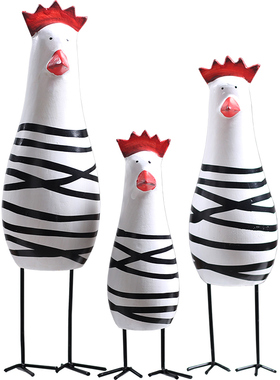 欧式小鸡装木质爱动物装饰品电视柜客厅创意家居饰品摆设