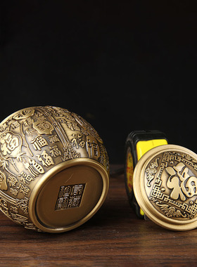 铜茶叶罐  百福铜茶叶罐 百福铜米缸罐 带盖铜缸