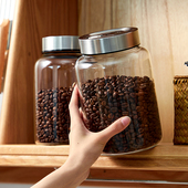 咖啡豆保存罐单向排气复古咖啡粉玻璃密封罐咖啡储存储豆养豆