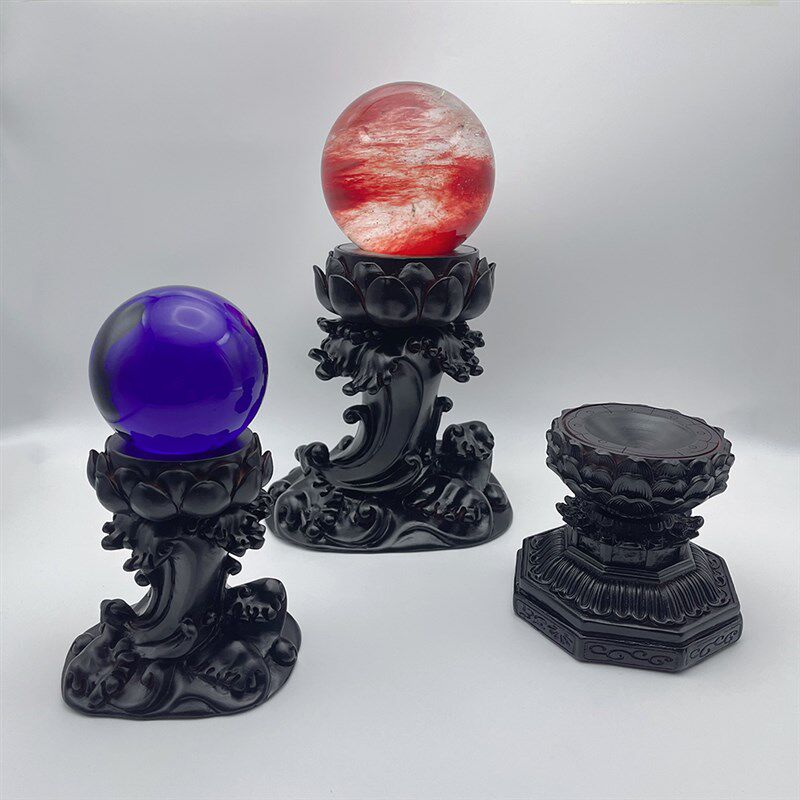 莲水晶球树脂球座吉祥莲球球架雕狮子底座玉玺造型