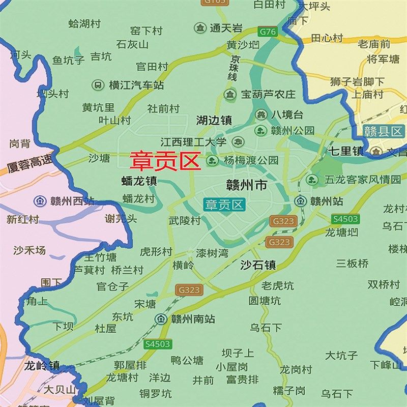 新款赣州市地图图办公室挂图防水墙壁超大装饰画