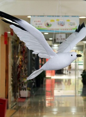 大小号仿真海鸥羽毛展翅飞装饰品家居摆设摄影会商场布置道具